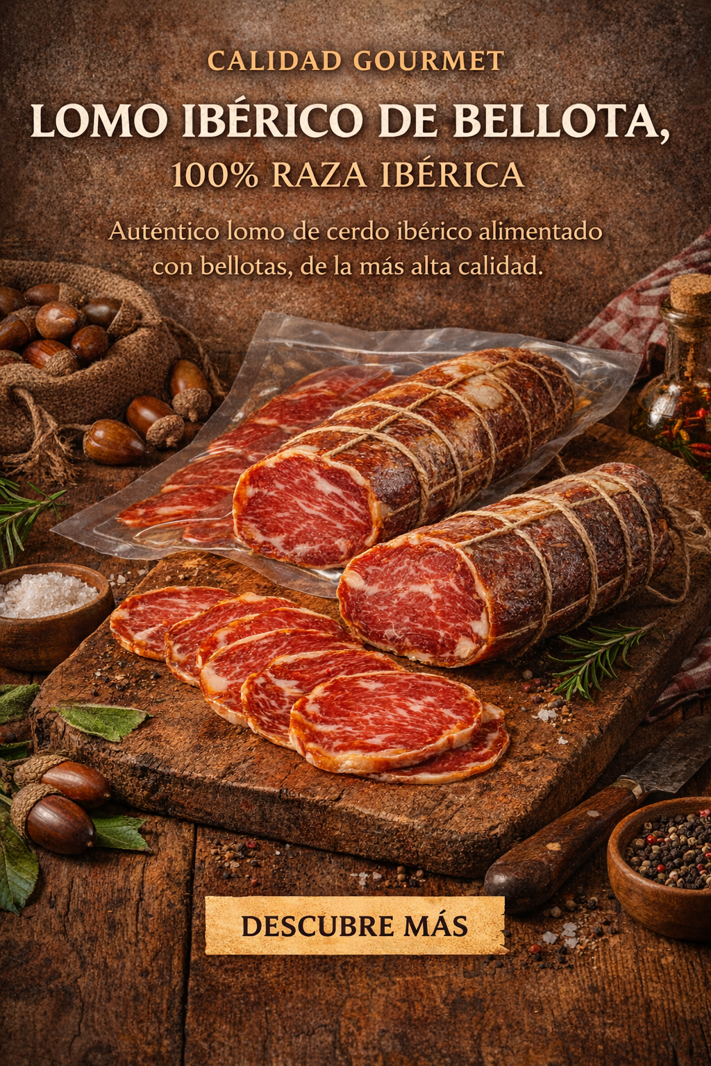 Acorn-fed Iberian pork loin, 100% Iberian breed